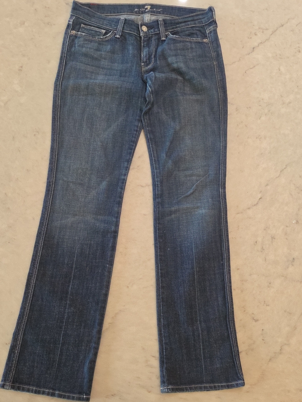 7 For All Mankind Women's Flare Jeans in Dark Blue Wash